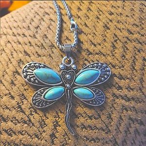 Turquoise DragonFly Necklace Pendent